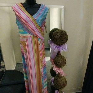 Sangria Pinstriped Maxi Dress